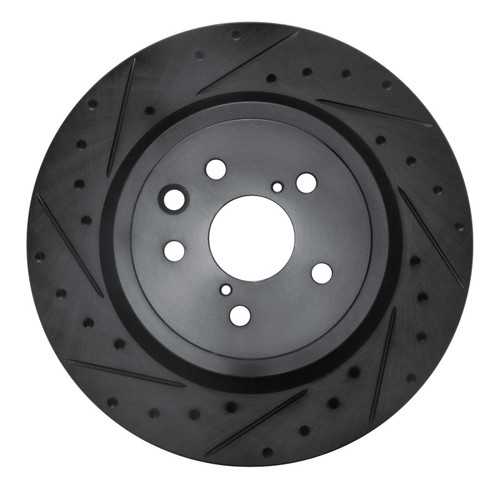 R1 15-22 Lexus GS F Left Rear Drilled & Slotted Black Brake Rotor
