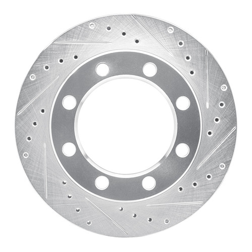 R1 80-94 Ford F-250 4WD (Excl Super Duty) Front Right Drilled & Slotted Silver Brake Rotor