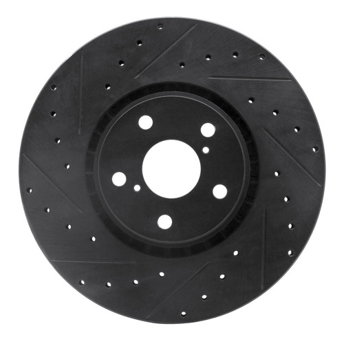 R1 07-11 Lexus GS350 Left Front Drilled & Slotted Black Brake Rotor
