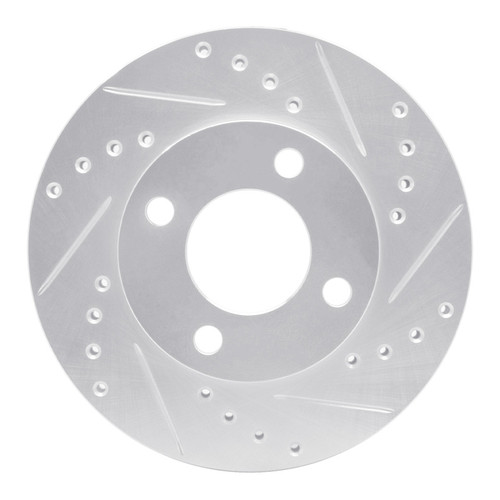 R1 84-87 Audi Coupe Front Right Drilled & Slotted Silver Brake Rotor