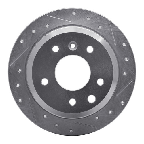 R1 86-89 Jaguar VanDEN PLAS Rear Right Drilled & Slotted Silver Brake Rotor