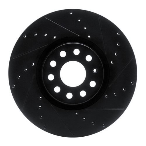 R1 18-25 Volkswagen ATLAS Front Right Drilled & Slotted Black Brake Rotor
