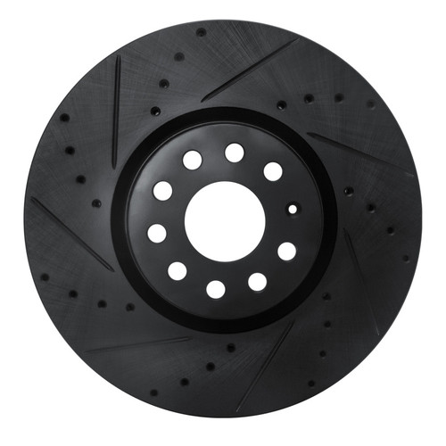 R1 18-25 Volkswagen ATLAS Front Left Drilled & Slotted Black Brake Rotor
