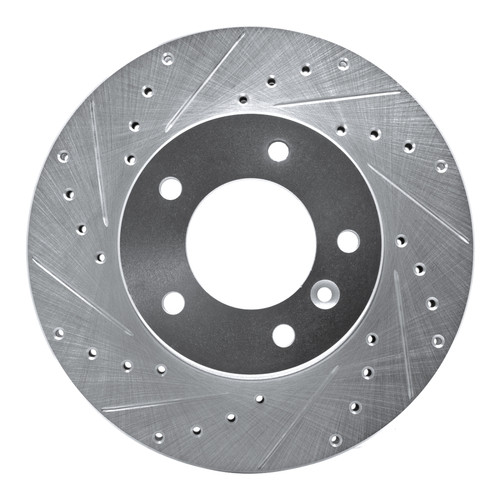 R1 86-89 Jaguar XJ12 Front Left Drilled & Slotted Silver Brake Rotor
