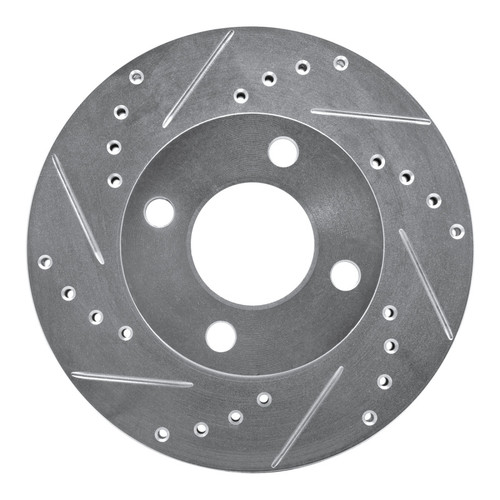 R1 78-92 Audi 80 Front Left Drilled & Slotted Silver Brake Rotor