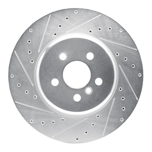 R1 17-25 BMW 530E Front Left Drilled & Slotted Silver Brake Rotor