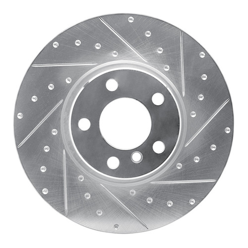 R1 16-18 BMW X4 Left Front Drilled & Slotted Silver Brake Rotor
