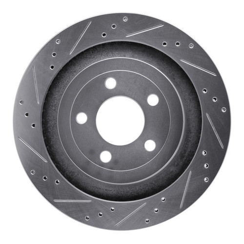 R1 15-23 Ford Mustang Rear Left Drilled & Slotted Silver Brake Rotor