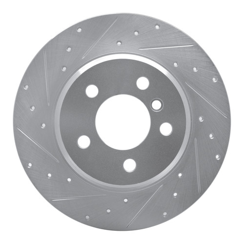 R1 00-06 BMW X5 Rear Left Drilled & Slotted Silver Brake Rotor