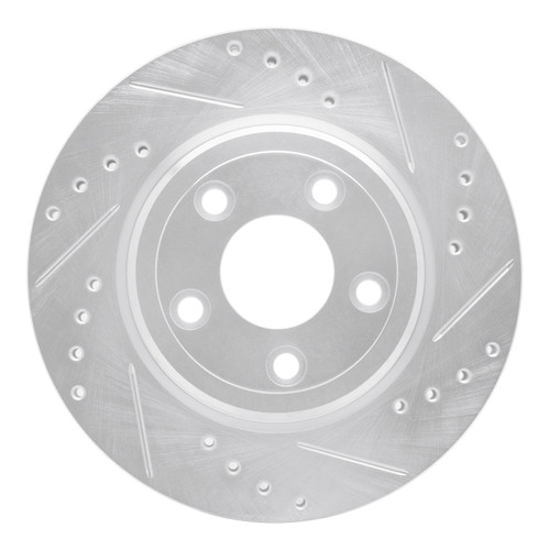 R1 00-06 Ford Thunderbird Rear Right Drilled & Slotted Silver Brake Rotor