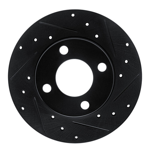 R1 78-85 Audi 5000 Front Right Drilled & Slotted Black Brake Rotor