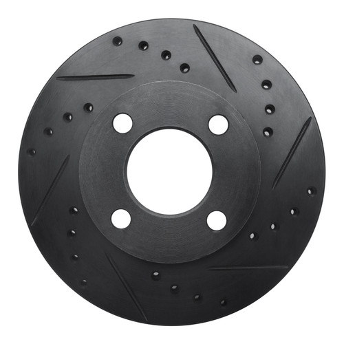 R1 78-92 Audi 80 Front Right Drilled & Slotted Black Brake Rotor
