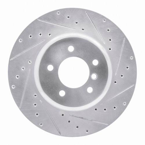 R1 11-16 BMW Z4 Front Right Drilled & Slotted Silver Brake Rotor