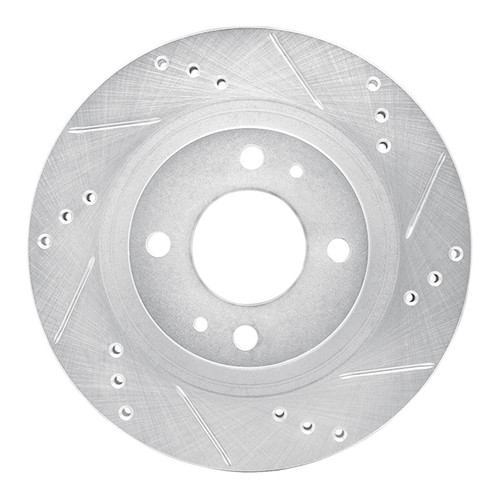 R1 12-17 Mitsubishi I-MIEV Front Right Drilled & Slotted Silver Brake Rotor