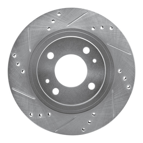 R1 12-17 Mitsubishi I-MIEV Front Left Drilled & Slotted Silver Brake Rotor