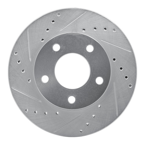 R1 75-80 Ford Granada Left Rear Drilled & Slotted Silver Brake Rotor