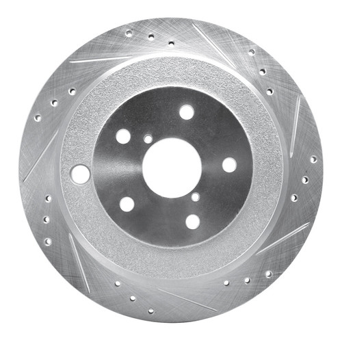R1 06-14 Subaru B9 TRIBECA Rear Right Drilled & Slotted Silver Brake Rotor