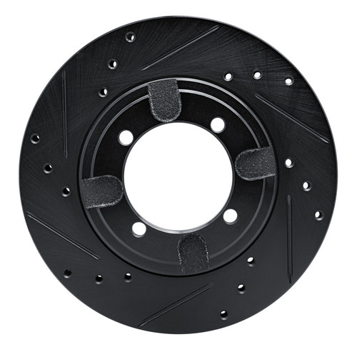 R1 91-92 Mitsubishi Mirage Front Left Drilled & Slotted Black Brake Rotor