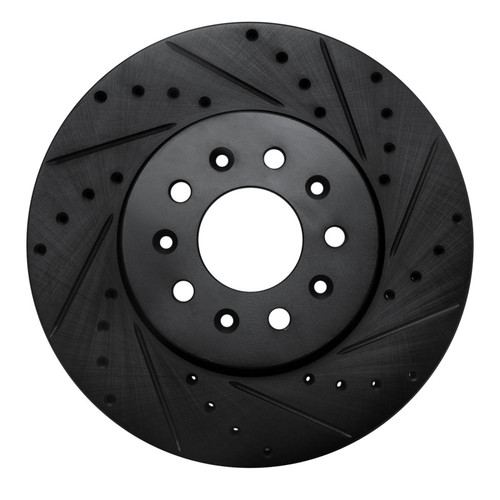 R1 13-25 Cadillac CT4 Front Right Drilled & Slotted Black Brake Rotor