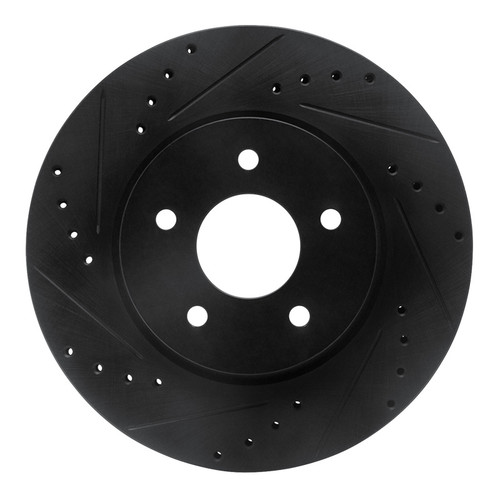 R1 19-24 Infiniti QX50 Rear Left Drilled & Slotted Black Brake Rotor