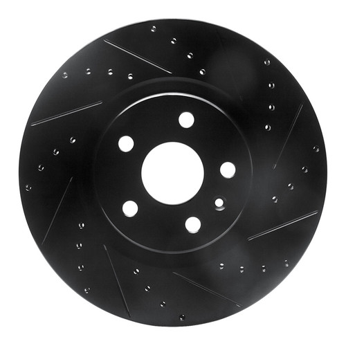 R1 08-17 Cadillac CTS Front Right Drilled & Slotted Black Brake Rotor