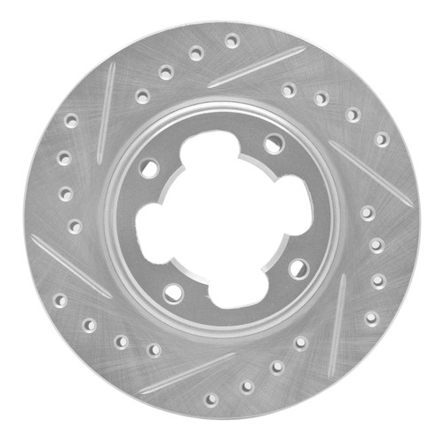 R1 87-94 Subaru Justy Front Left Drilled & Slotted Silver Brake Rotor