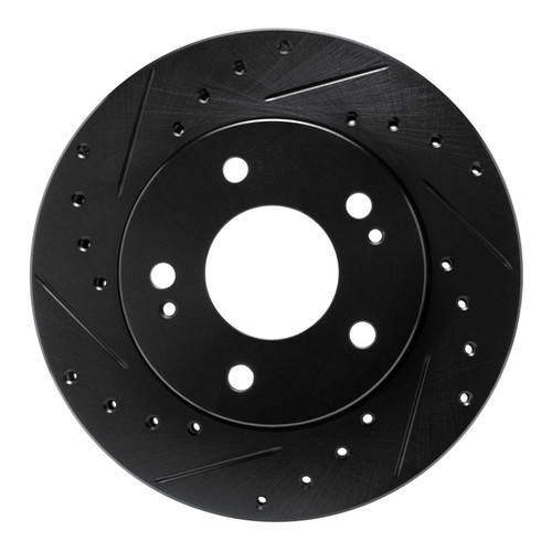 R1 90-90 Plymouth Laser Front Left Drilled & Slotted Black Brake Rotor