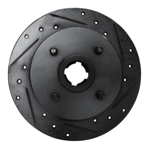 R1 88-88 Nissan Maxima Rear Left Drilled & Slotted Black Brake Rotor