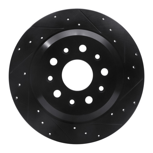 R1 18-25 Jeep Wrangler Rear Right Drilled & Slotted Black Brake Rotor