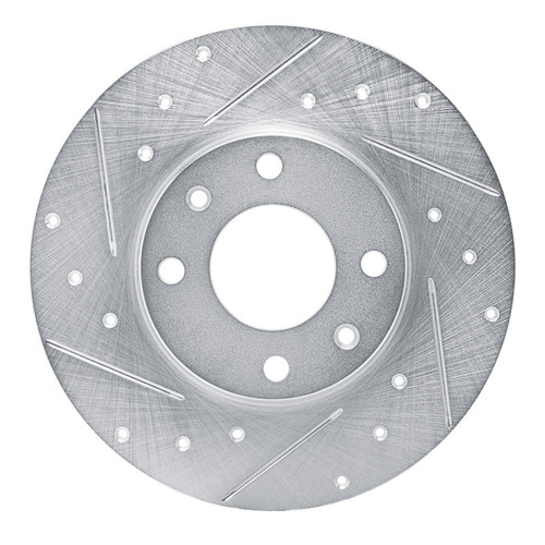 R1 89-91 Peugeot 405 Front Left Drilled & Slotted Silver Brake Rotor