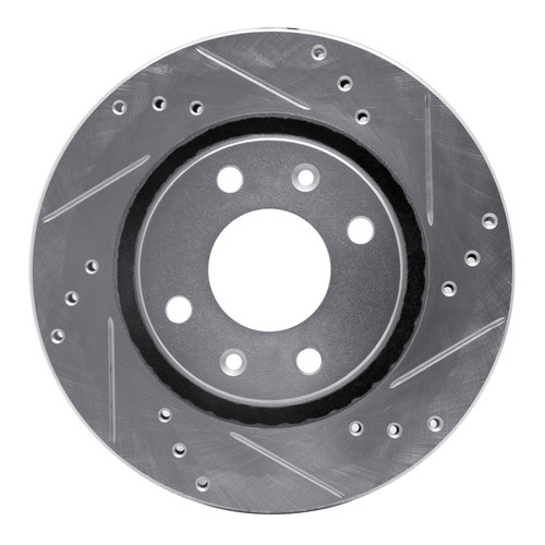 R1 89-91 Peugeot 405 Front Right Drilled & Slotted Silver Brake Rotor