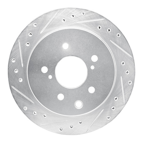 R1 93-01 Infiniti J30 Rear Left Drilled & Slotted Silver Brake Rotor