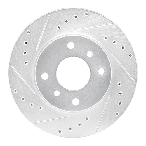 R1 90-92 Infiniti M30 Front Left Drilled & Slotted Silver Brake Rotor