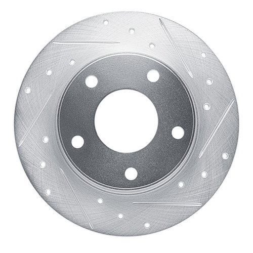 R1 20-25 Nissan SENTRA Rear Right Drilled & Slotted Silver Brake Rotor