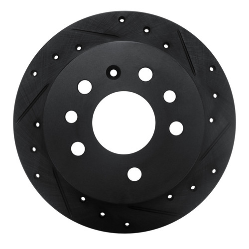 R1 94-96 Saab 900 Rear Right Drilled & Slotted Black Brake Rotor