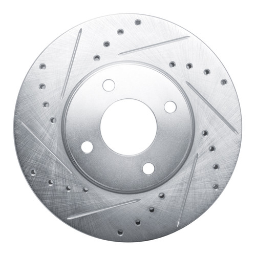 R1 17-25 Nissan Versa Front Left Drilled & Slotted Silver Brake Rotor