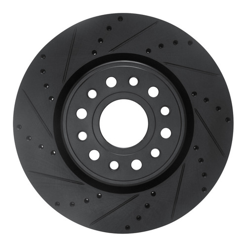 R1 19-25 Ram 1500 Front Left Drilled & Slotted Black Brake Rotor