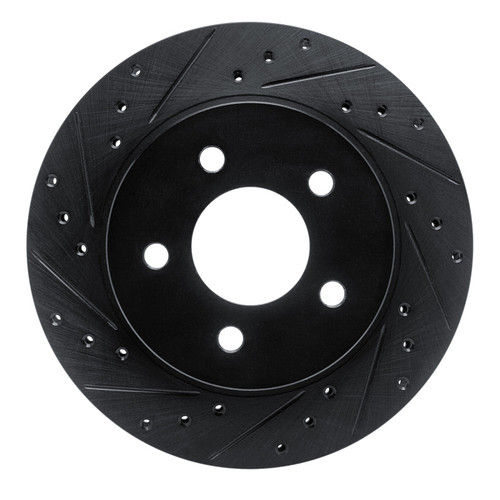 R1 82-90 Ford Mustang Rear Left Drilled & Slotted Black Brake Rotor