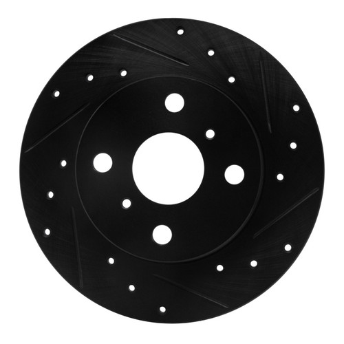 R1 85-86 Toyota MR2 Rear Right Drilled & Slotted Black Brake Rotor