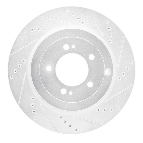 R1 08-15 Mitsubishi Lancer Rear Right Drilled & Slotted Silver Brake Rotor