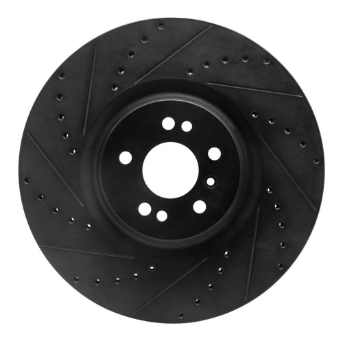 R1 07-09 Mercedes-Benz GL320 Front Left Drilled & Slotted Black Brake Rotor