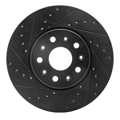 R1 16-25 Cadillac CT5 Front Left Drilled & Slotted Black Brake Rotor