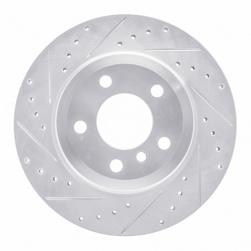 R1 07-19 BMW X6 Rear Left Drilled & Slotted Silver Brake Rotor