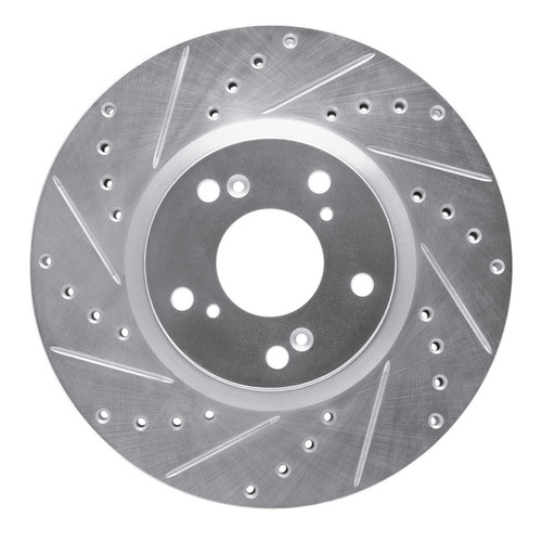 R1 06-15 Honda Civic Si Front Left Drilled & Slotted Silver Brake Rotor