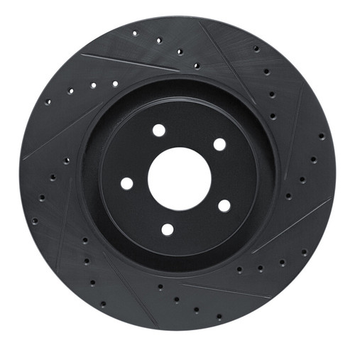 R1 2022-2025 Infiniti QX60 Front Right Drilled & Slotted Black Brake Rotor