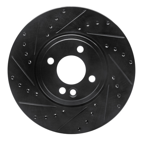 R1 02-06 Mini Cooper (Excl Clubman) Front Left Drilled & Slotted Black Brake Rotor