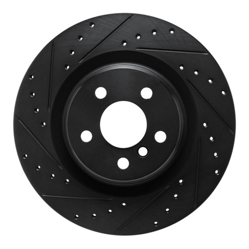 R1 -24 BMW M235I xDrive Gran Coupe Rear Left Drilled & Slotted Black Brake Rotor