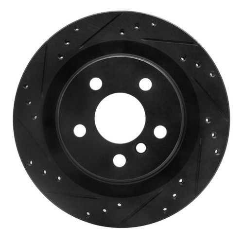 R1 16-26 BMW 228I Gran Coupe Rear Left Drilled & Slotted Black Brake Rotor