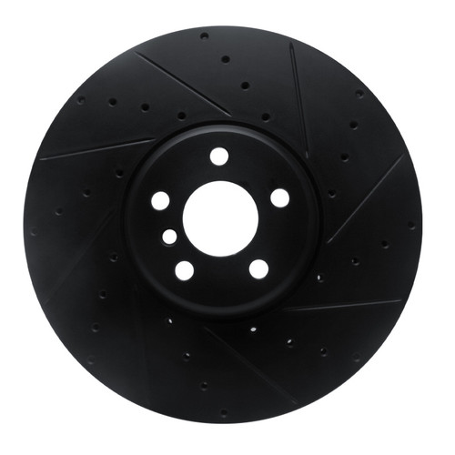 R1 16-25 BMW i7 Right Front Drilled & Slotted Black Brake Rotor