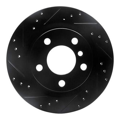 R1 06-21 BMW 228I xDrive Rear Left Drilled & Slotted Black Brake Rotor